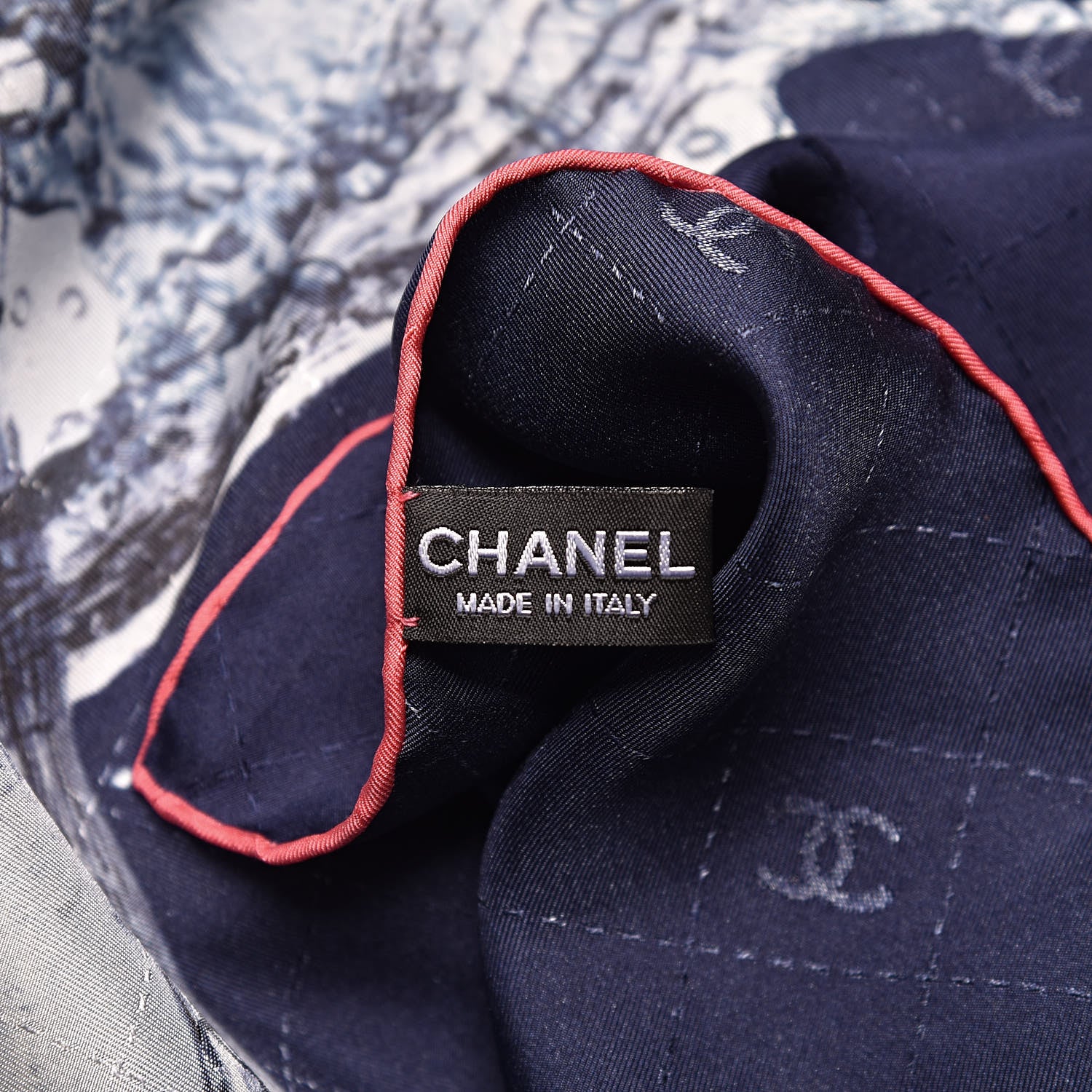 Chanel Silk Splash CC Scarf Navy Blue 3 of 4