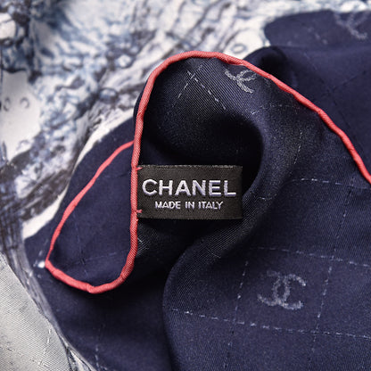 Chanel Silk Splash CC Scarf Navy Blue 3 of 4