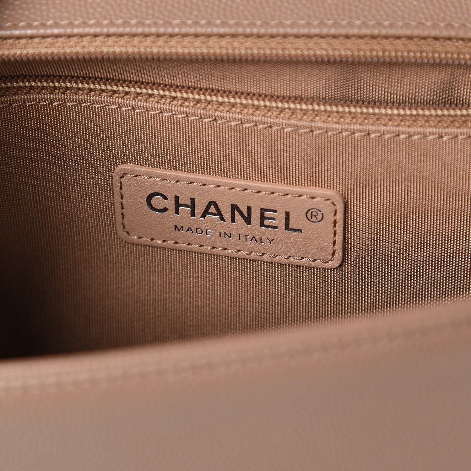 Chanel Caviar Chevron Quilted New Medium Boy Flap Dark Beige 7 of 9