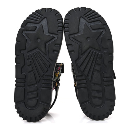 Christian Dior Technical Fabric Petites Fleurs Print Dioract Sandals 39.5 Black Multicolor 7 of 11