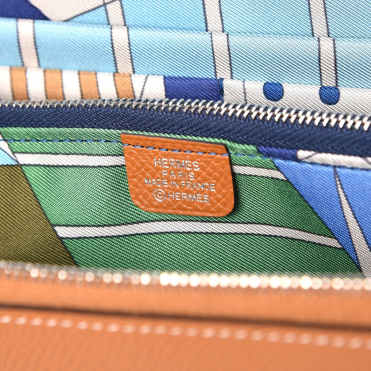 Epsom Silk'In Wallet Toffee Mykonos Bleu Ciel