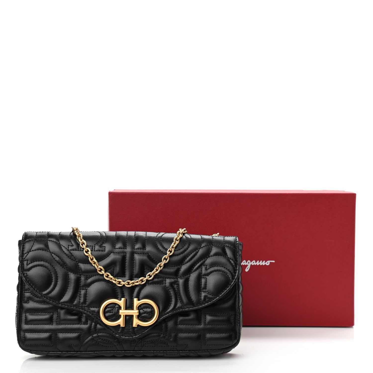 Salvatore Ferragamo Calfskin Quilted Gancini Mini Bag Black 12 of 12
