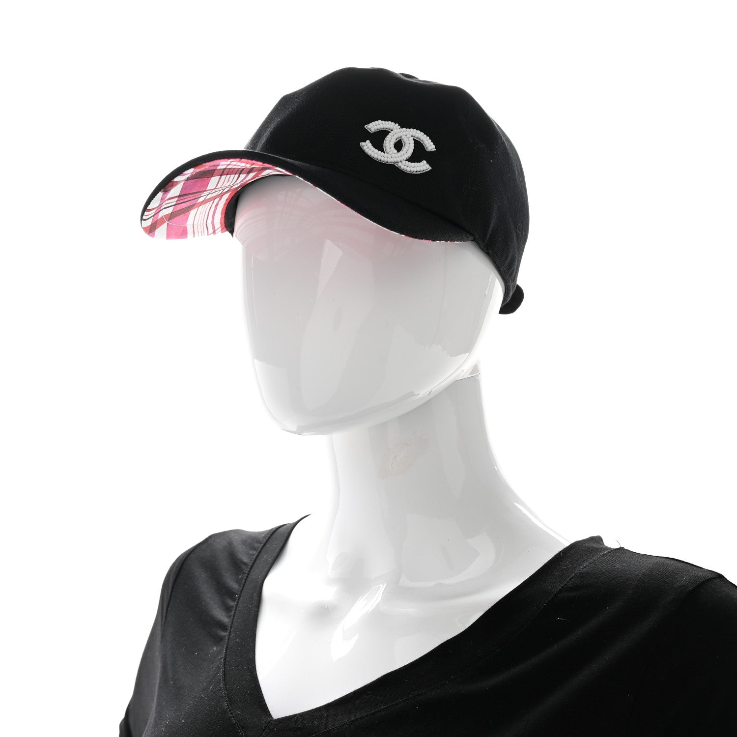Chanel Cotton Beaded CC Cap Hat Black 2 of 8