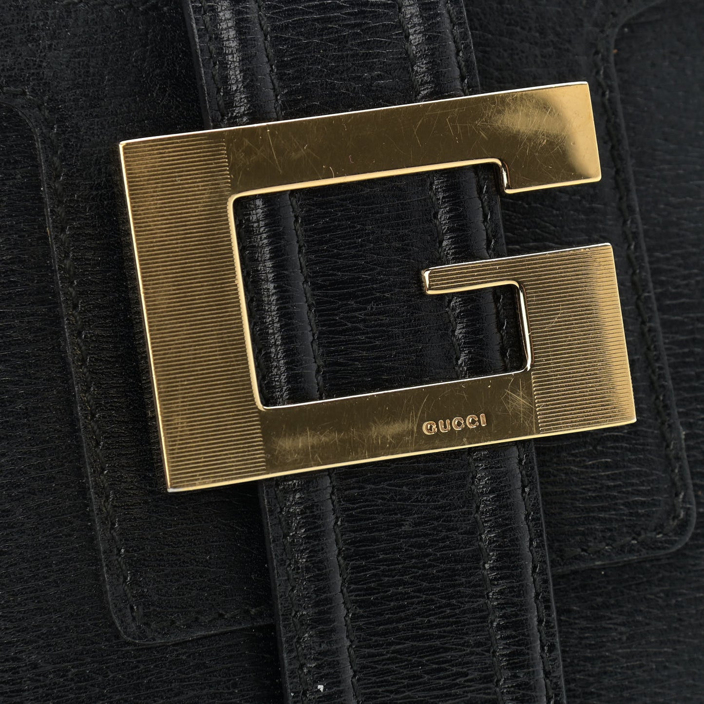 Calfskin G Buckle Shoulder Bag Black