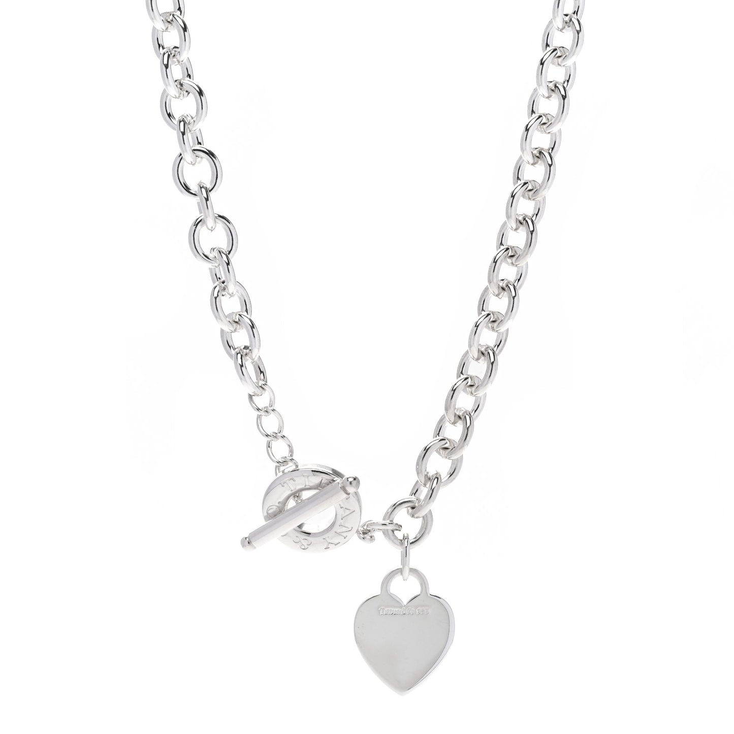 Sterling Silver Heart Tag Toggle Necklace