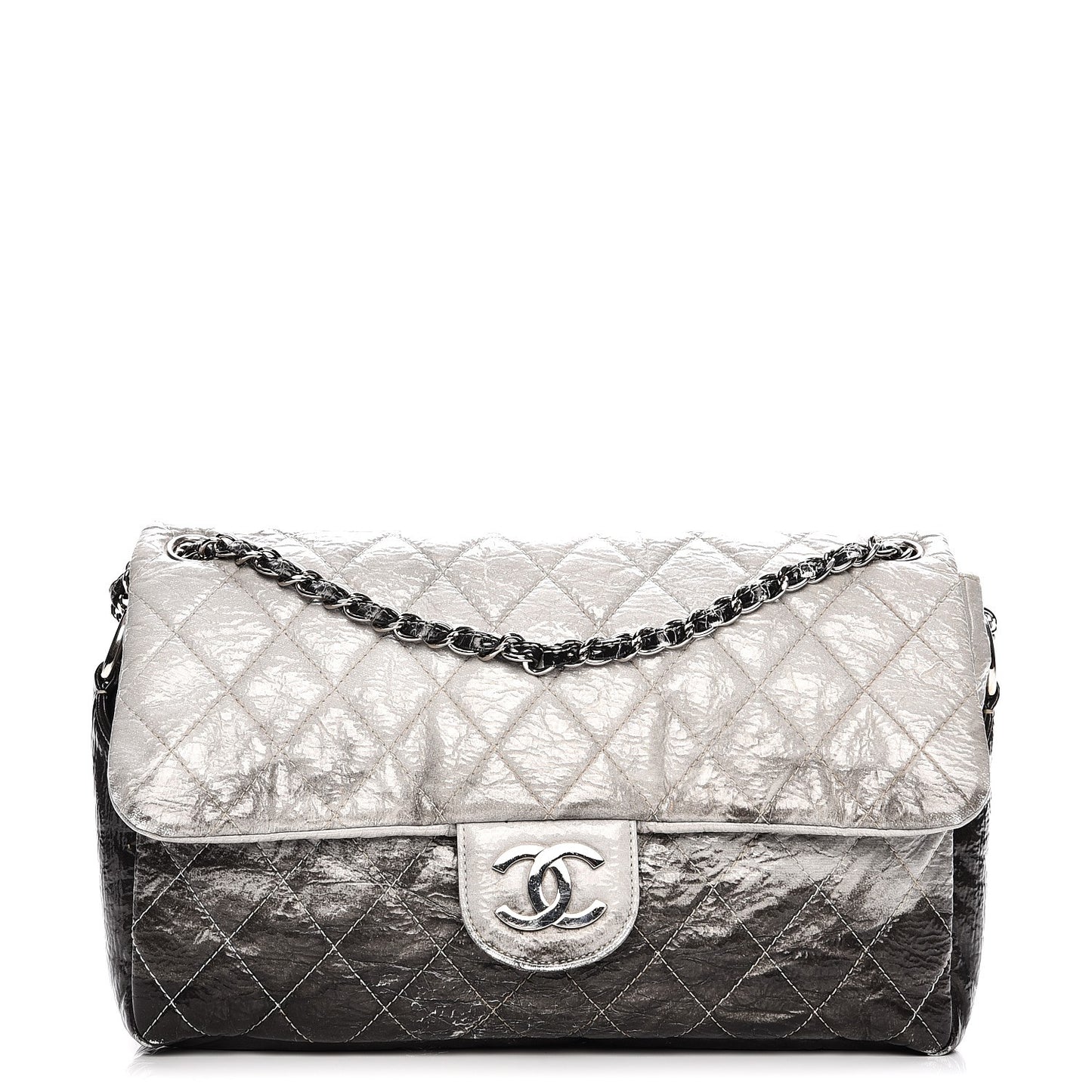 Vinyl Quilted Jumbo Melrose Degrade Flap Black