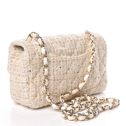 Chanel Tweed Quilted Mini Rectangular Flap Off White 3 of 15