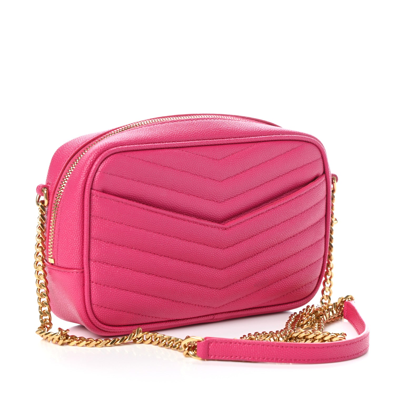 Saint Laurent Grain De Poudre Matelasse Monogram Mini Lou Camera Bag Fuchsia 3 of 9