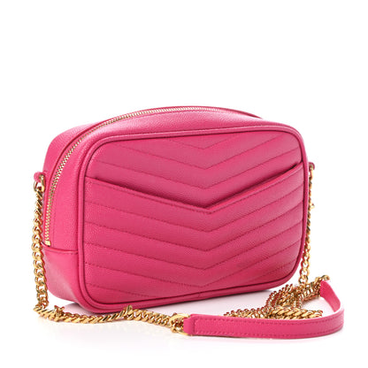 Saint Laurent Grain De Poudre Matelasse Monogram Mini Lou Camera Bag Fuchsia 3 of 9