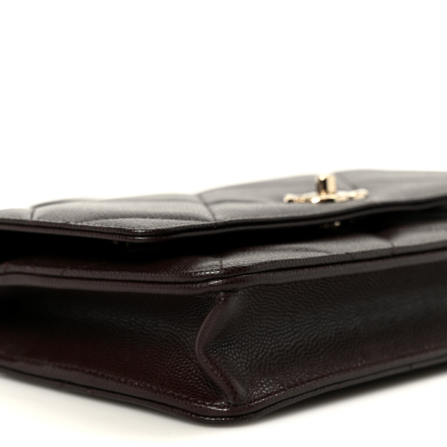 Chanel Shiny Caviar Quilted Turnlock Top Handle Wallet On Chain WOC Dark Brown 10 of 12