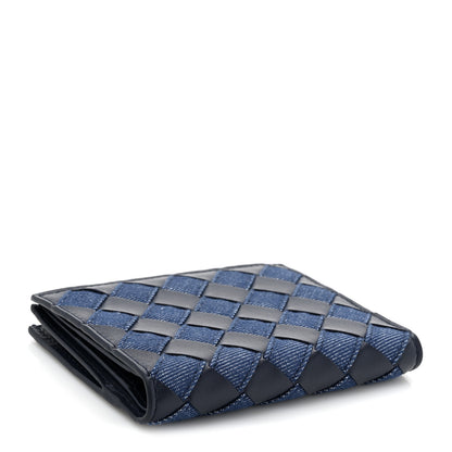 Bottega Veneta Nappa Denim Intrecciato Small Bi Fold Wallet Abyss Indigo 4 of 7
