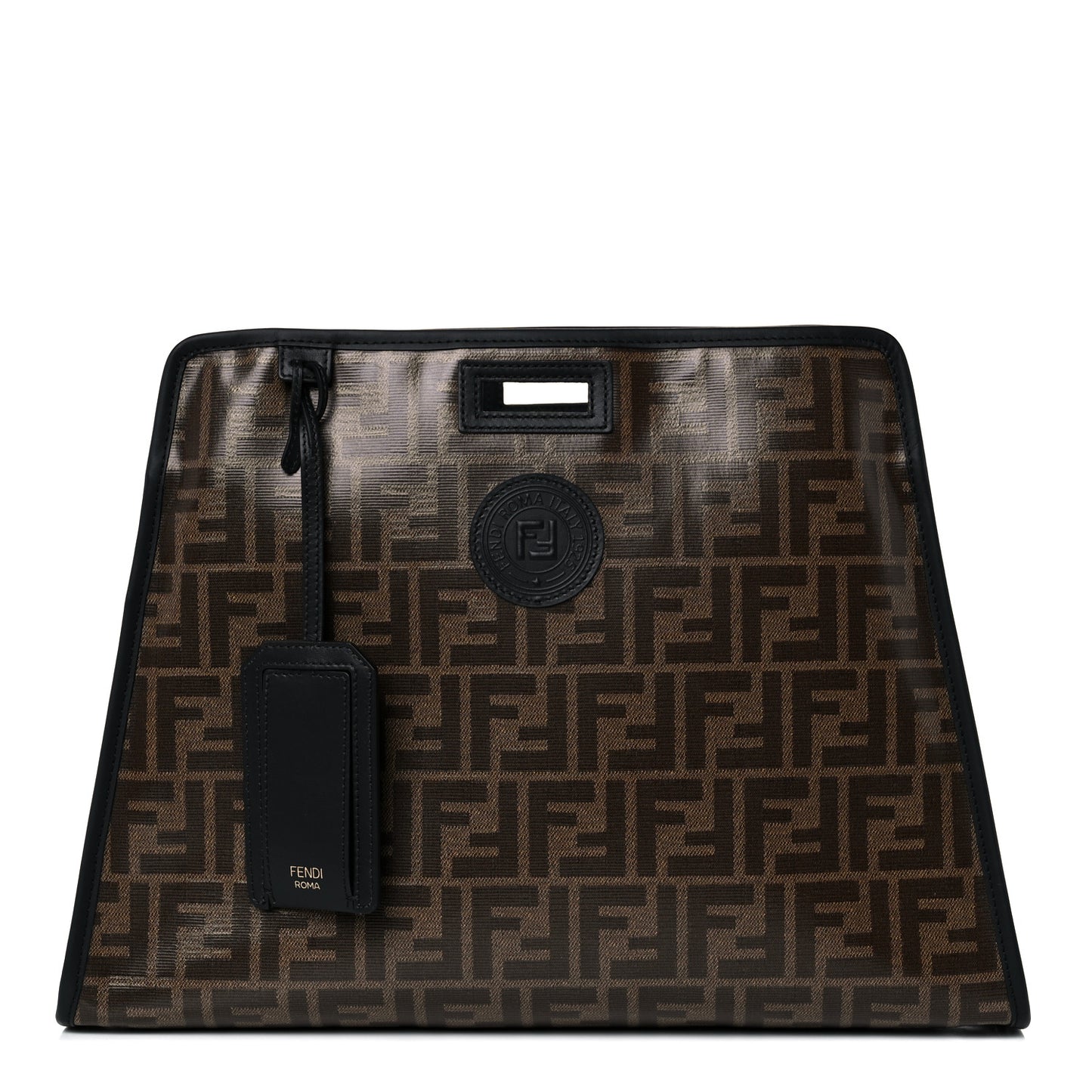 Glazed Fabric Vitello Century FF 1974 Stamp Patch Medium Peekaboo Defender Cover Mogano Panna Black