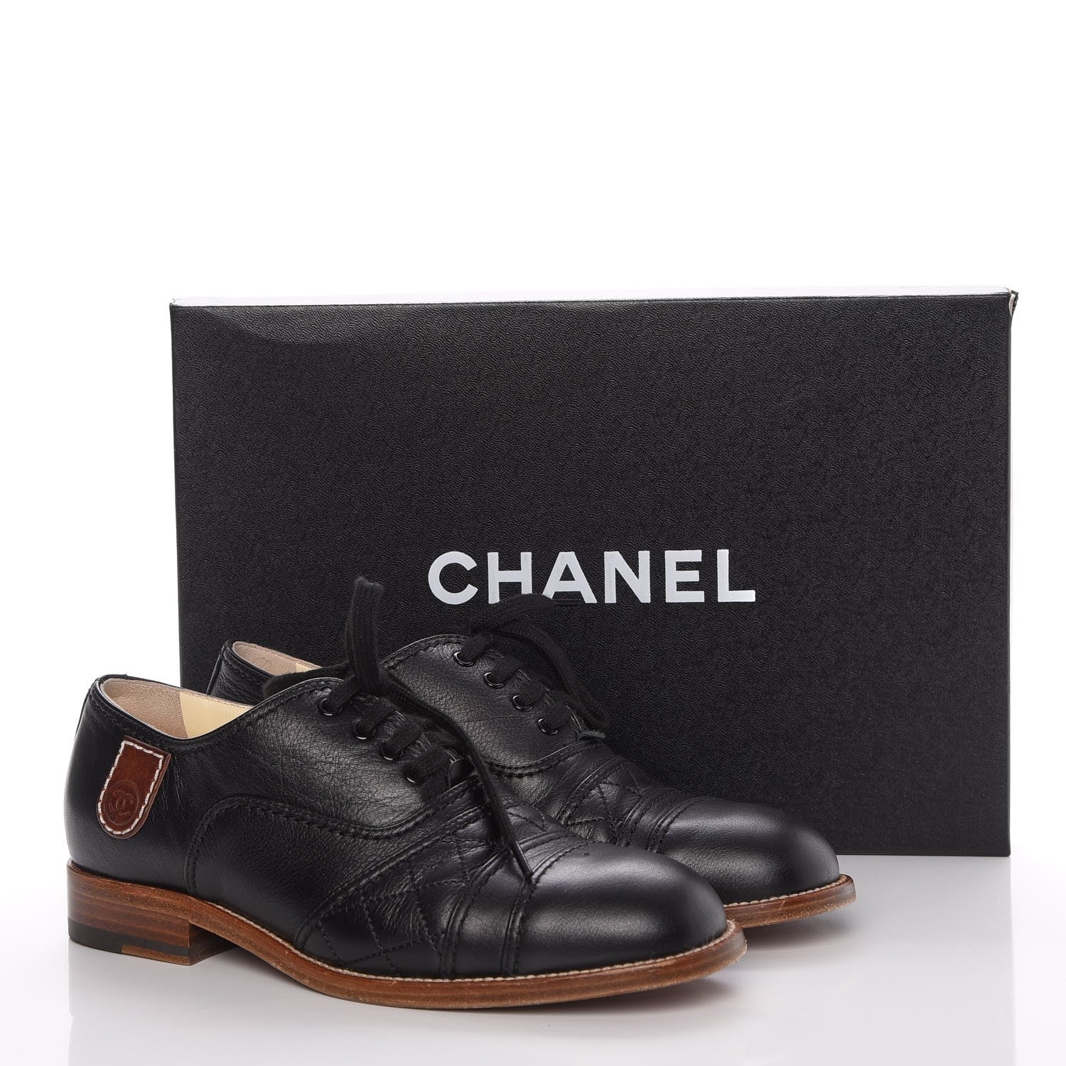 Chanel Calfskin Quilted CC Lace Up Oxfords 36 Black 18 of 18