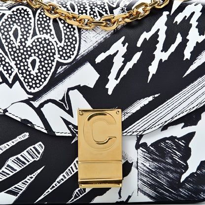 Celine Calfskin Zzhaa Printed x Christian Marclay Small C Bag Black White 8 of 10
