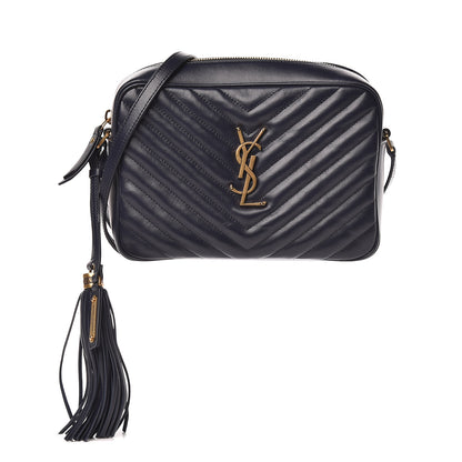 Saint Laurent Calfskin Matelasse Monogram Lou Camera Bag Navy 1 of 9