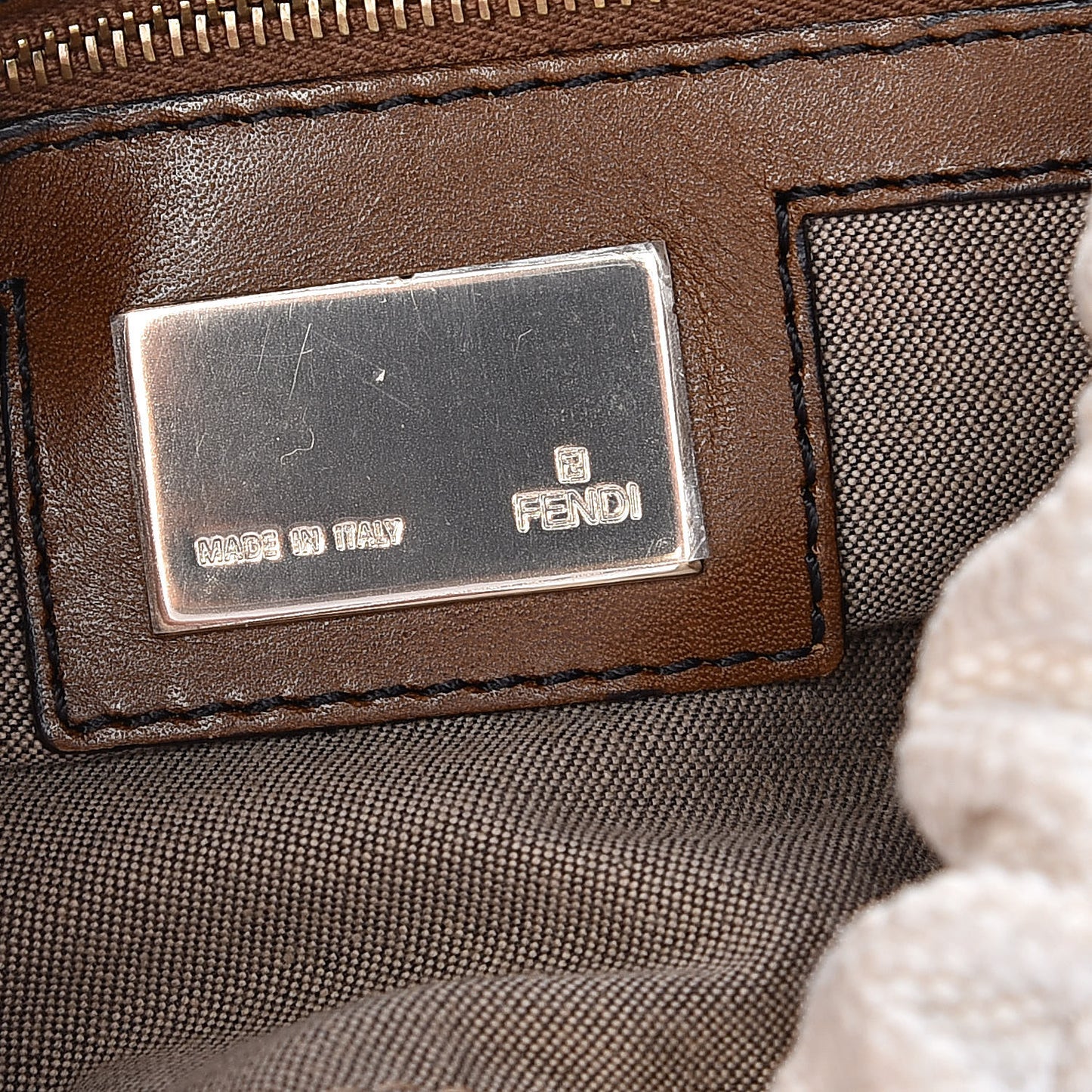 Canvas Calfskin Medium Magic Bag White Brown