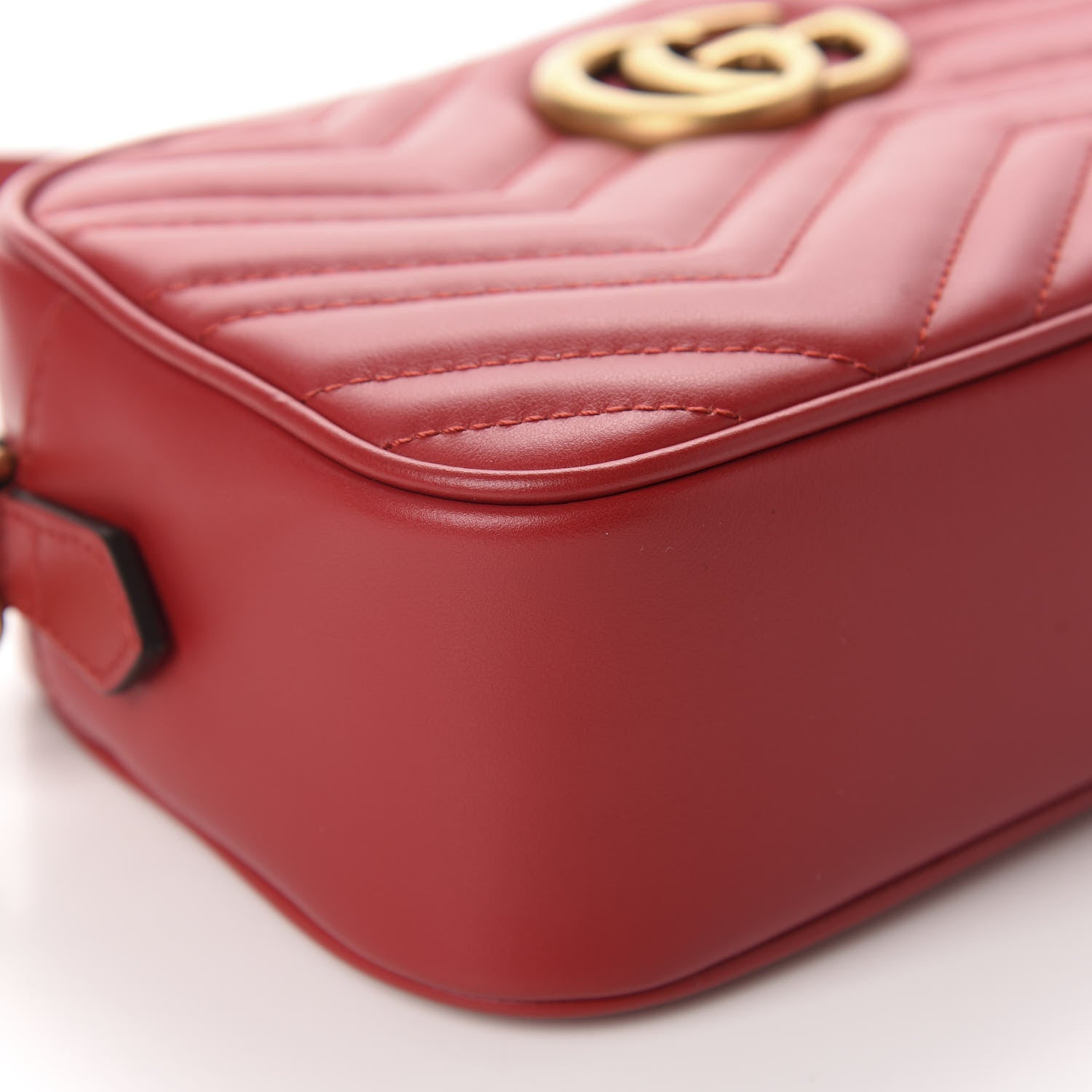 Gucci Calfskin Matelasse Small GG Marmont Chain Shoulder Bag Hibiscus Red 6 of 11