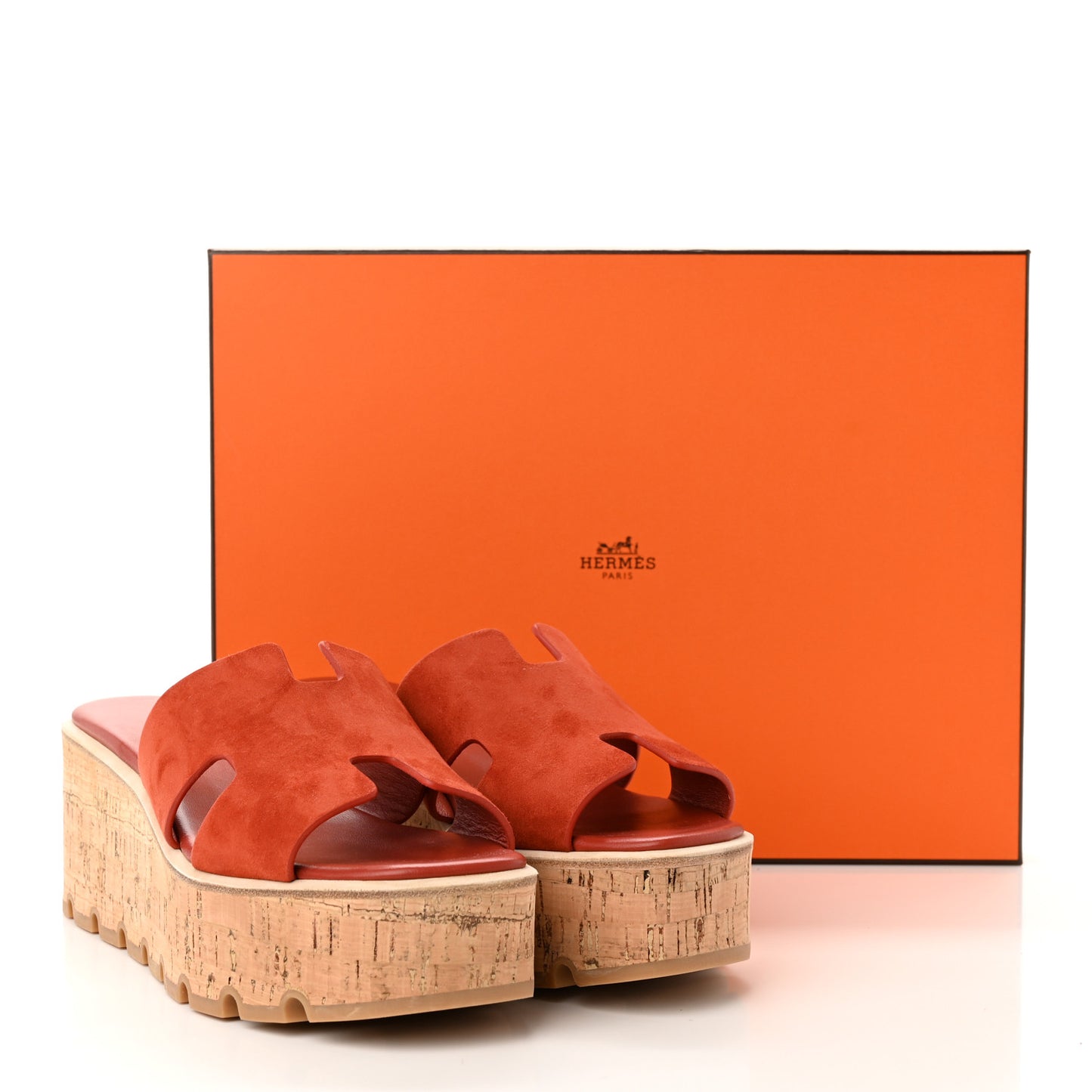 Suede Goatskin Cork Eze 30 Sandals 39 Orange Brulee