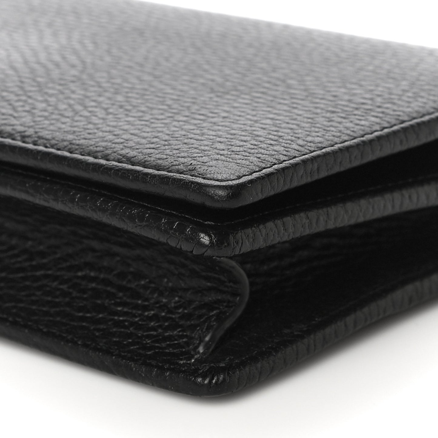 Dollar Calfskin Enamel Monochrome Mini GG Marmont Chain Wallet Black