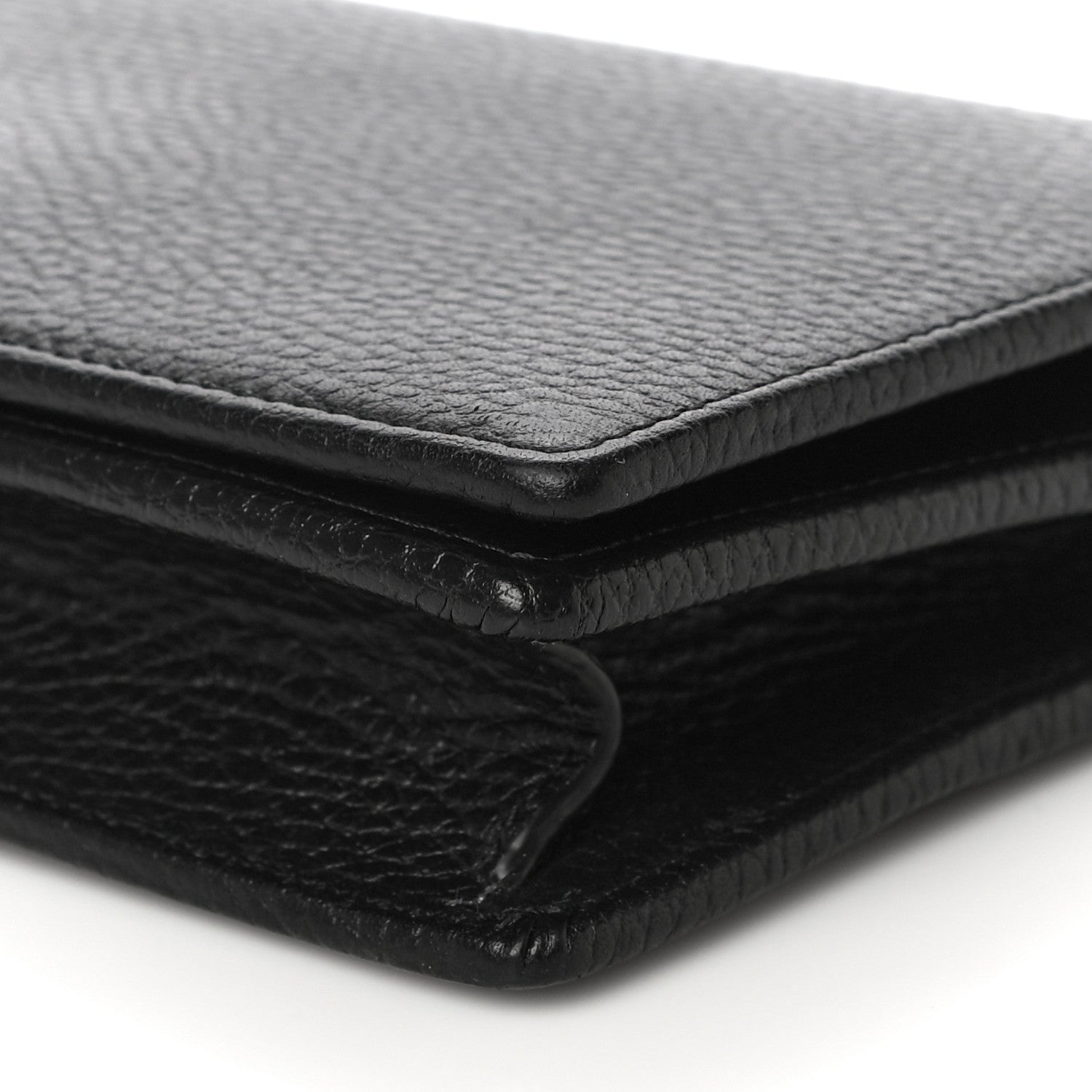 Gucci Dollar Calfskin Enamel Monochrome Mini GG Marmont Chain Wallet Black 8 of 9