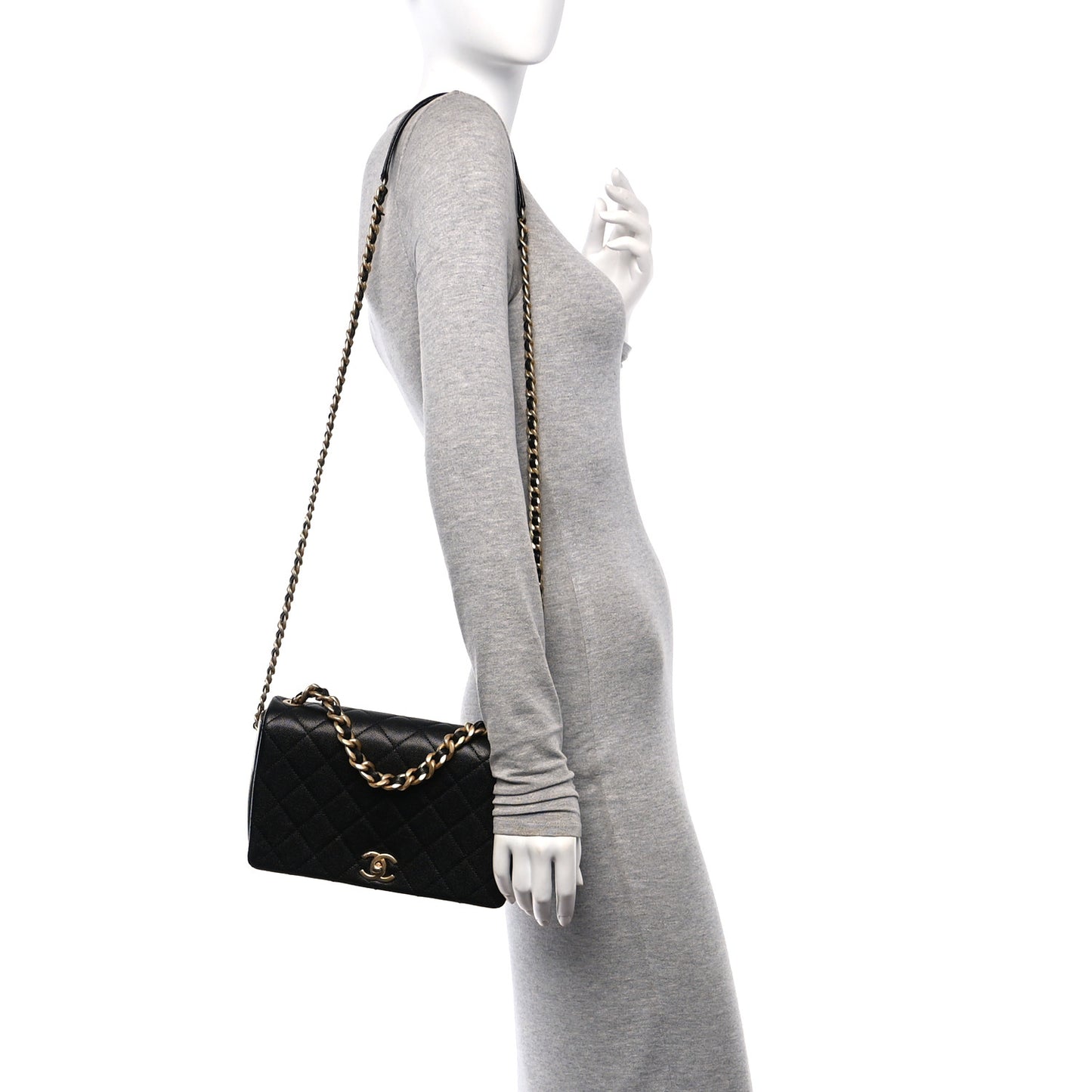 Caviar Quilted Medium Fashion Therapy Flap Bag Black