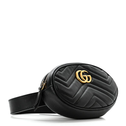 Gucci Calfskin Matelasse GG Marmont Belt Bag 85 34 Black 3 of 11