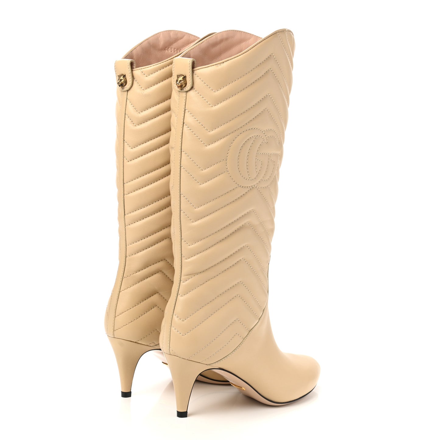 Nappa Matelasse Nina Low Heel Pointy Boots 37 Sand Storm