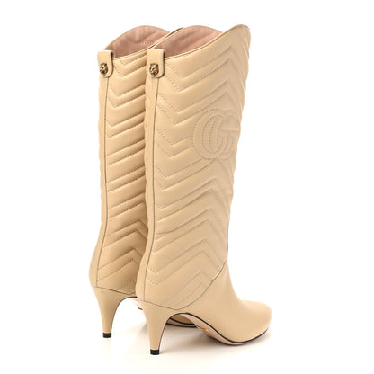 Gucci Nappa Matelasse Nina Low Heel Pointy Boots 37 Sand Storm 4 of 9