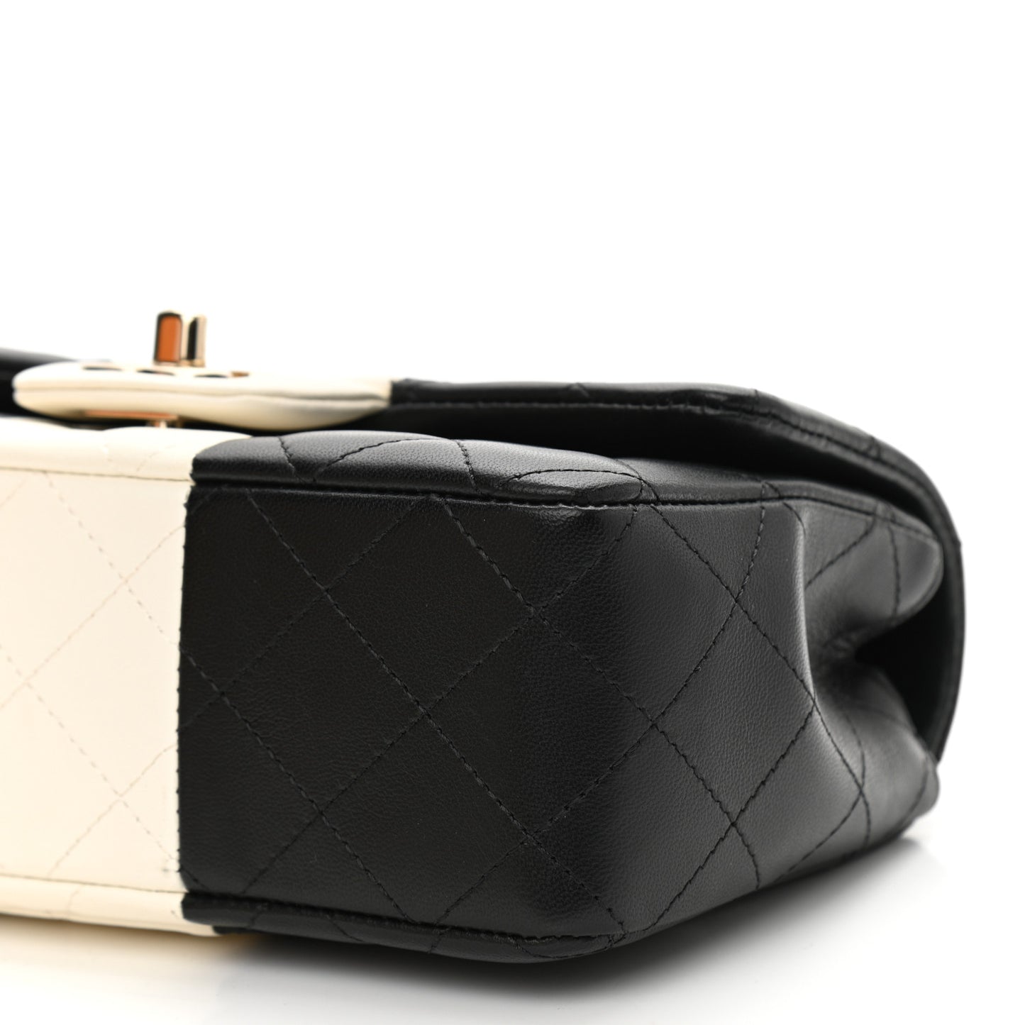 Lambskin Quilted Mini Rectangular Flap Black White