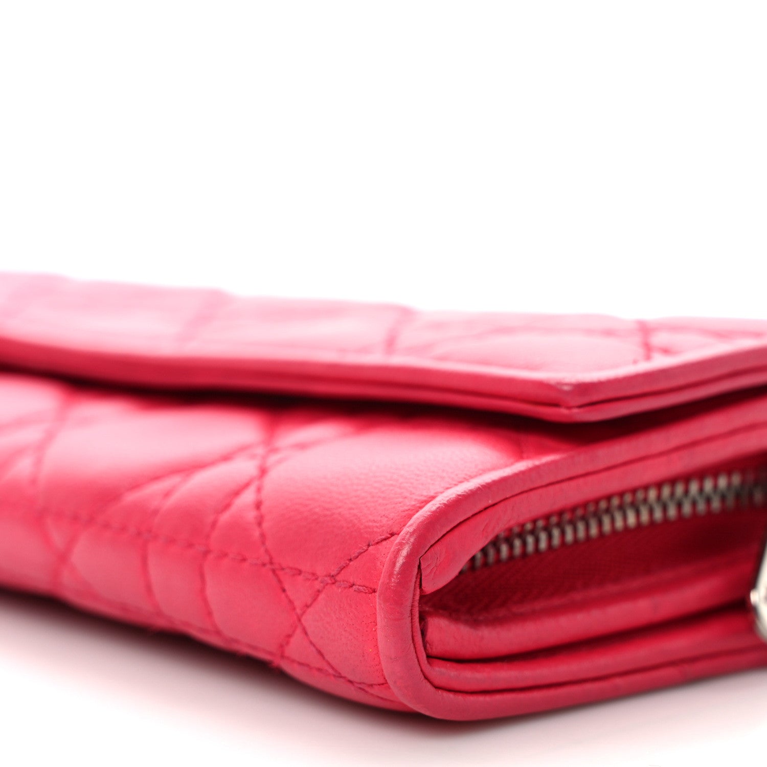 Christian Dior Lambskin Cannage Lady Dior Rendezvous Wallet On Chain Fuchsia 8 of 8