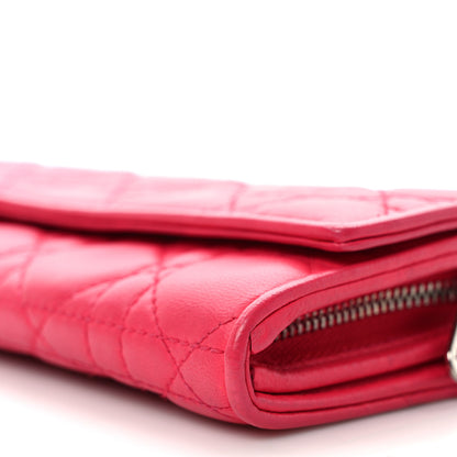 Christian Dior Lambskin Cannage Lady Dior Rendezvous Wallet On Chain Fuchsia 8 of 8