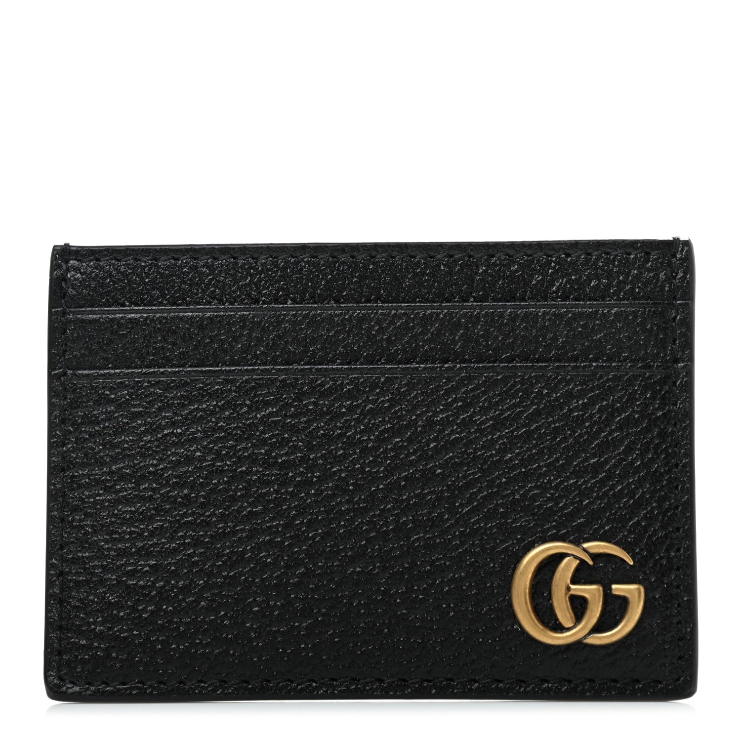 Gucci Calfskin Boar Effect GG Marmont Card Holder Money Clip Black 1 of 7
