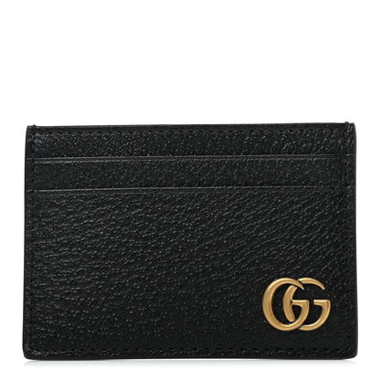 Gucci Calfskin Boar Effect GG Marmont Card Holder Money Clip Black 1 of 7