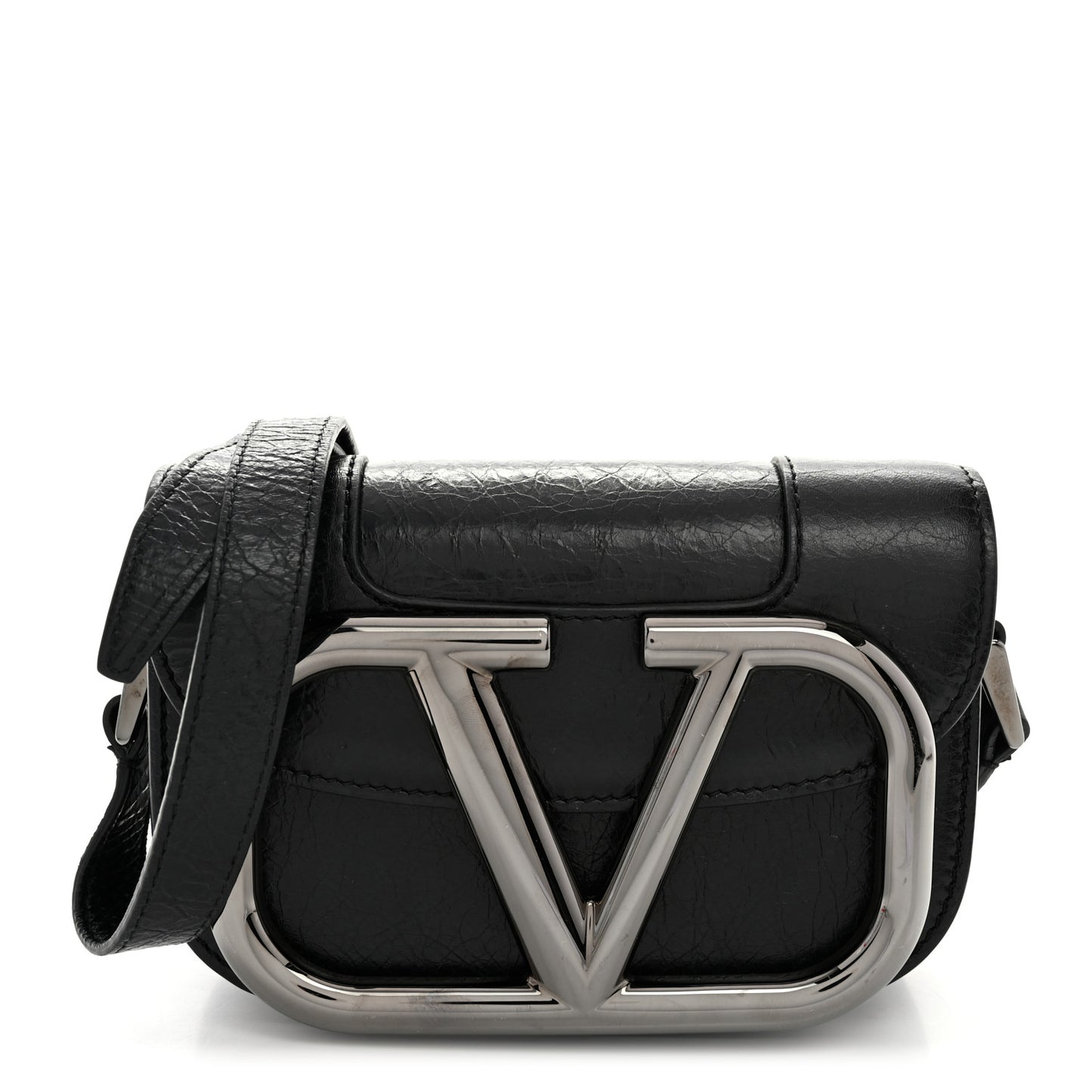 Brushed Calfskin Small Supervee Crossbody Bag Black