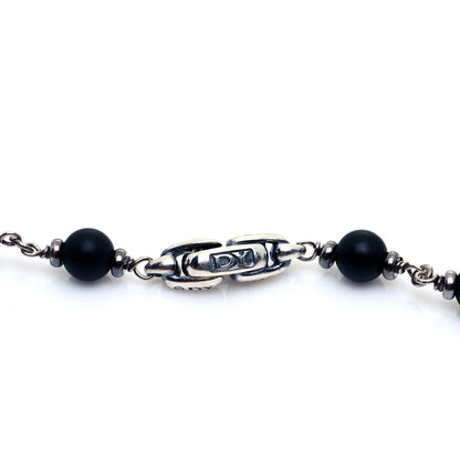 David Yurman Sterling Silver Black Onyx 5mm Spiritual Beads Necklace 4 of 5