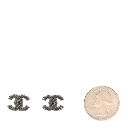 Chanel Ruthenium Crystal CC Earrings Dark Grey 2 of 5