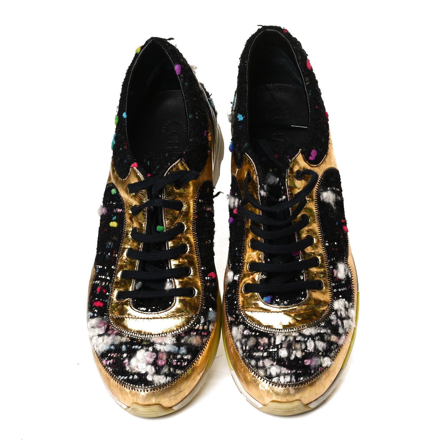 Chanel Tweed Lambskin Runway Sneakers 40 Black Multicolor 5 of 15