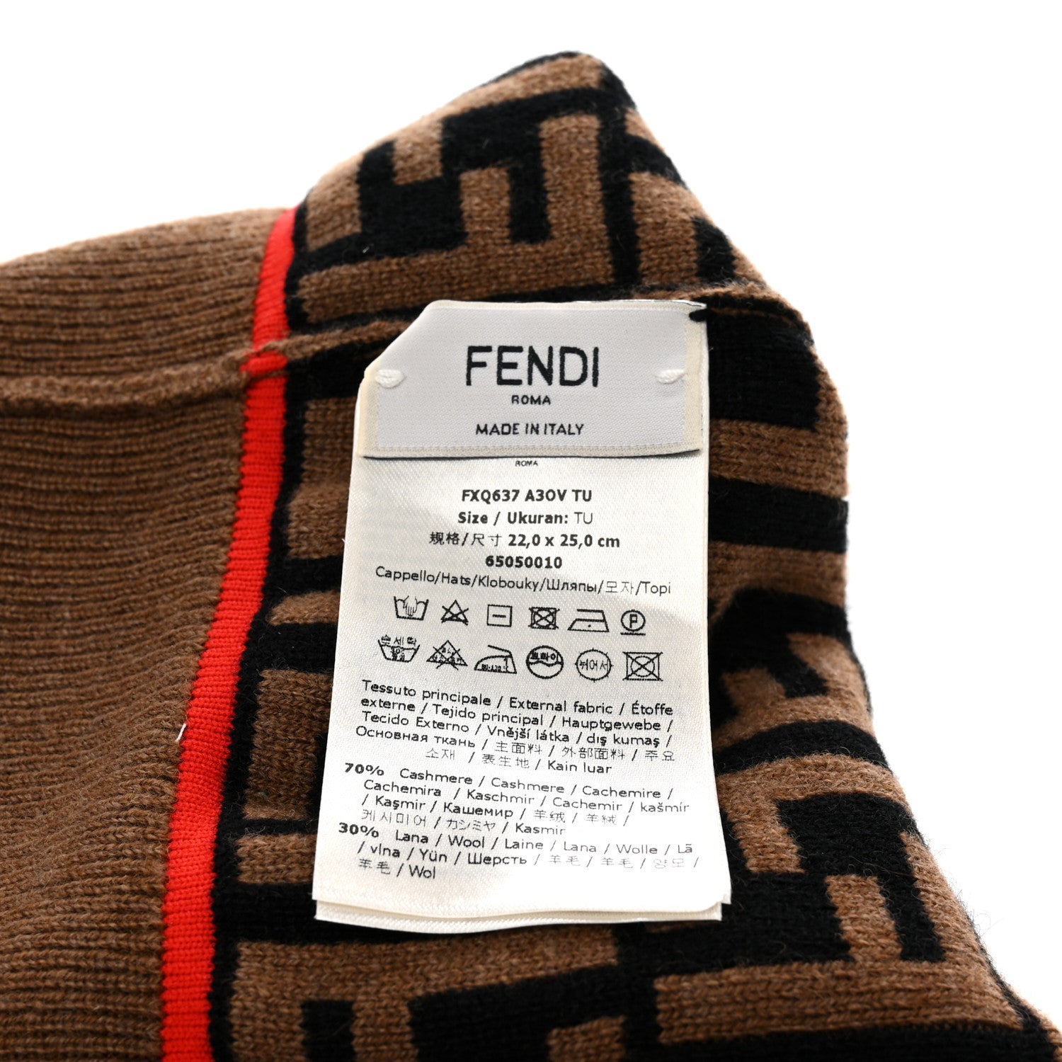 Fendi Cashmere Wool Beanie Tobacco Rosso 4 of 4