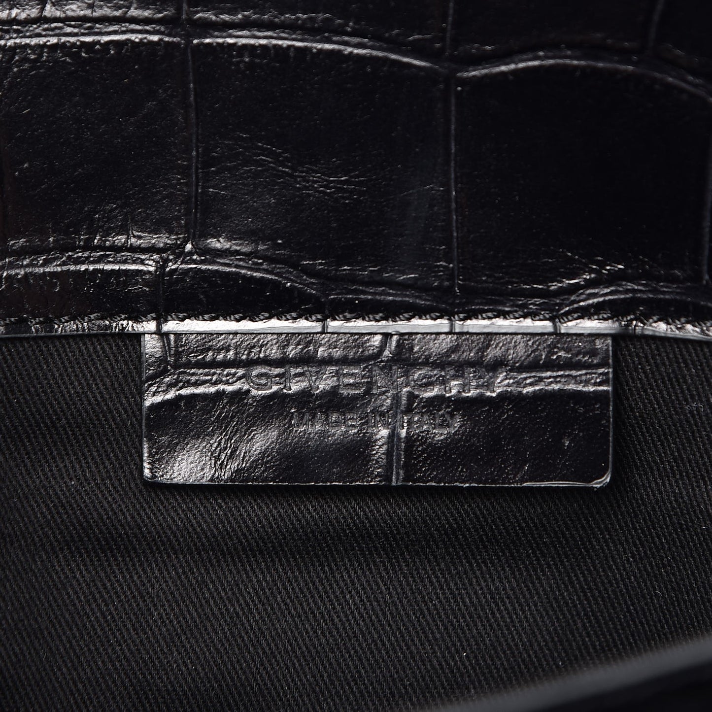 Calfskin Crocodile Embossed Medium Antigona Envelope Clutch Black