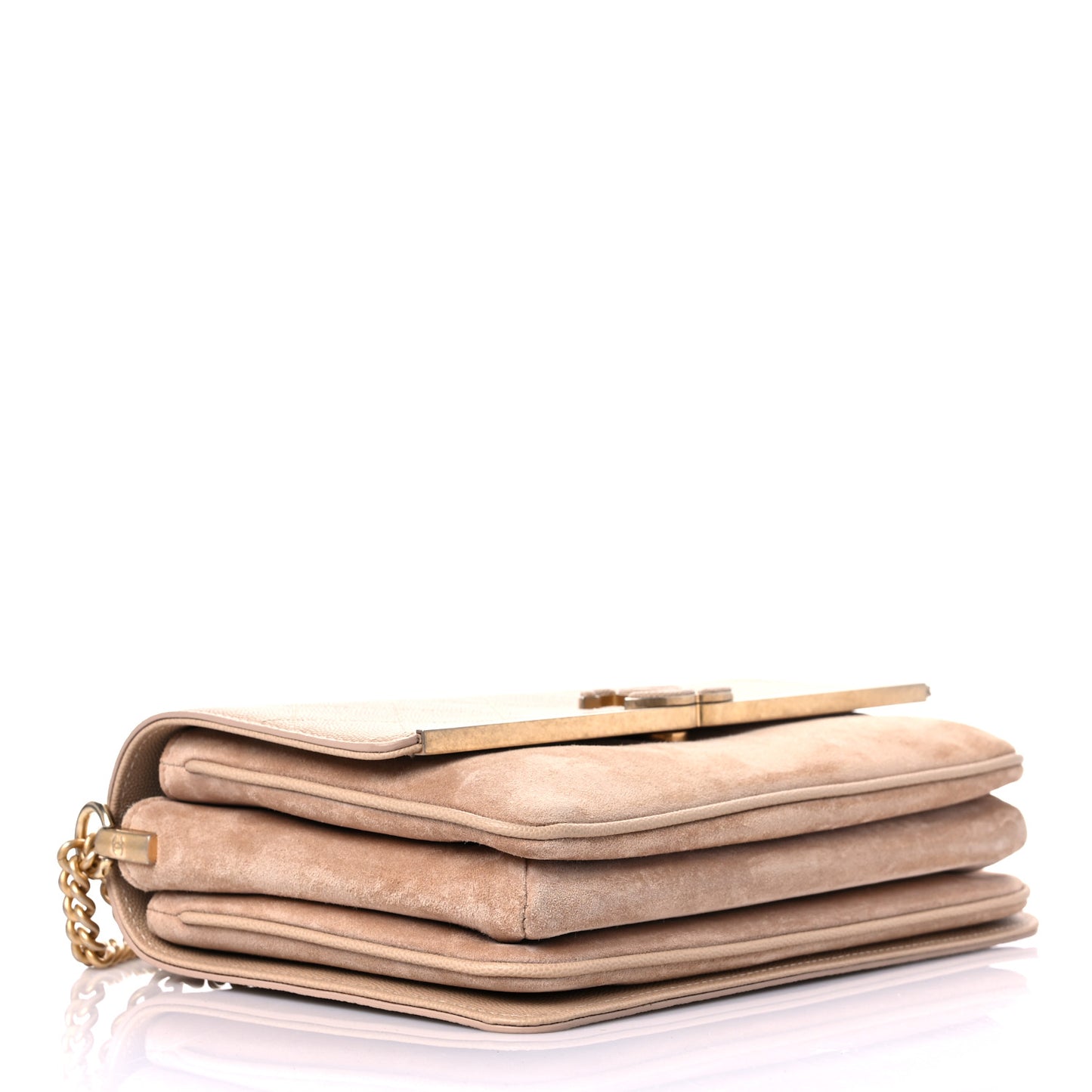 Caviar Suede Stitched Lady Coco Flap Beige