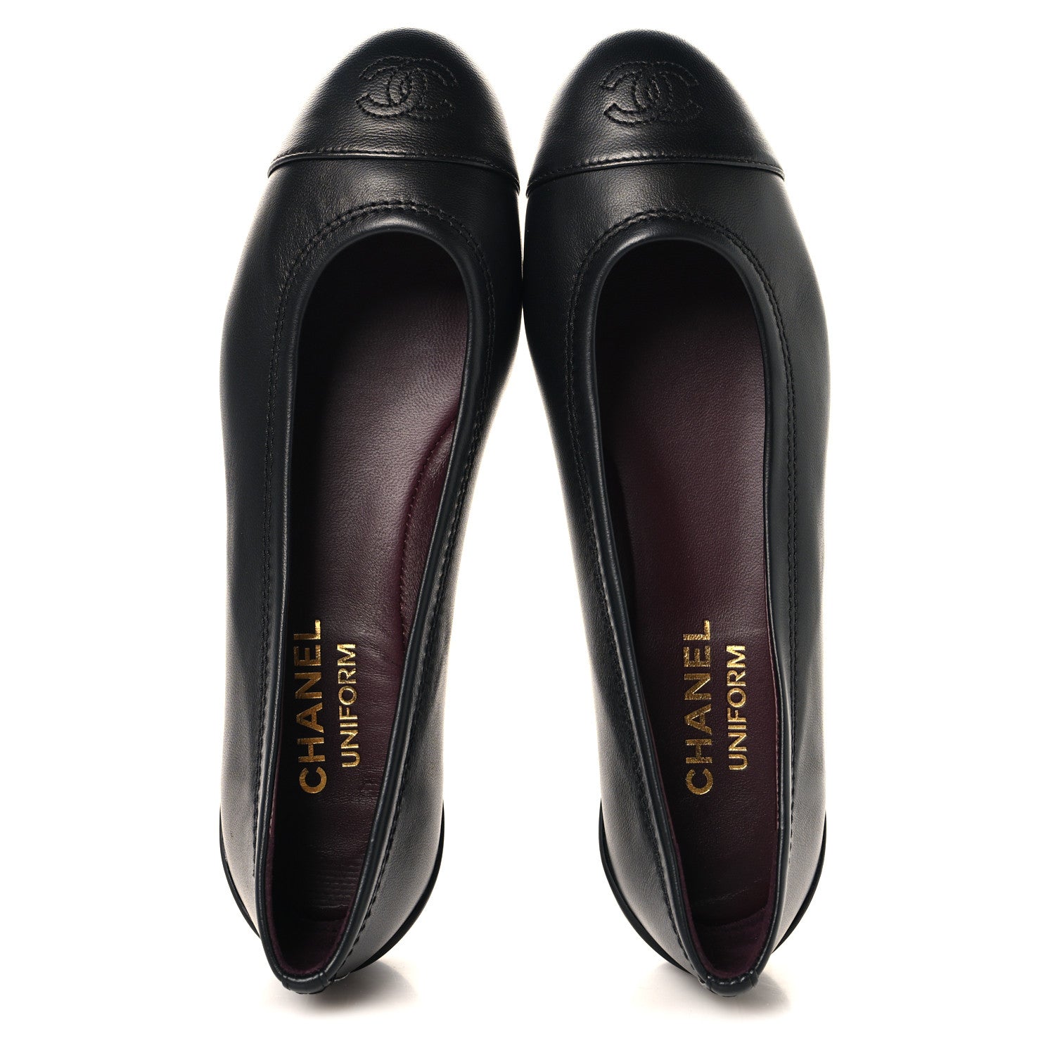Chanel Lambskin Cap Toe CC Uniform Ballerina Flats 37 Black 2 of 9