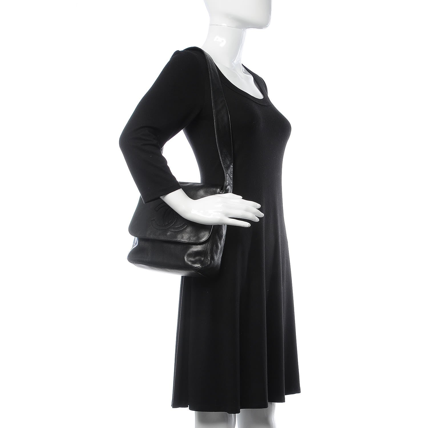 Chanel Calfskin CC Flap Shoulder Bag Black 2 of 12