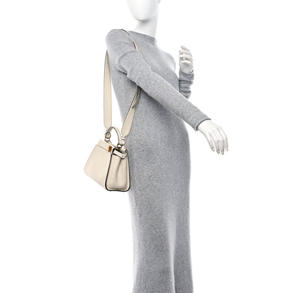 Fendi Vitello Seta Suede FF Mini Peekaboo Iconic Satchel Uovo Sigaro Marrone 2 of 11
