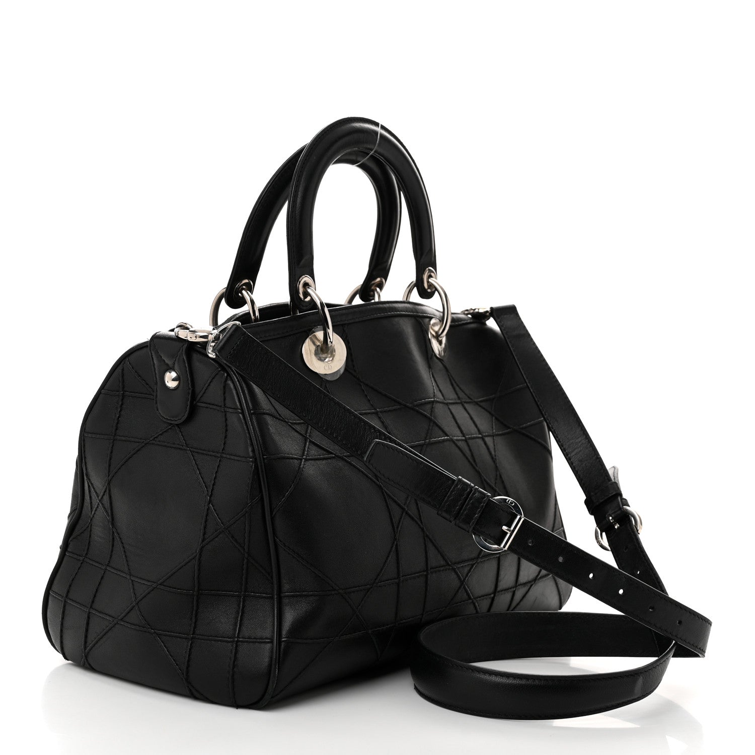 Christian Dior Lambskin Cannage Granville Polochon Black 3 of 13