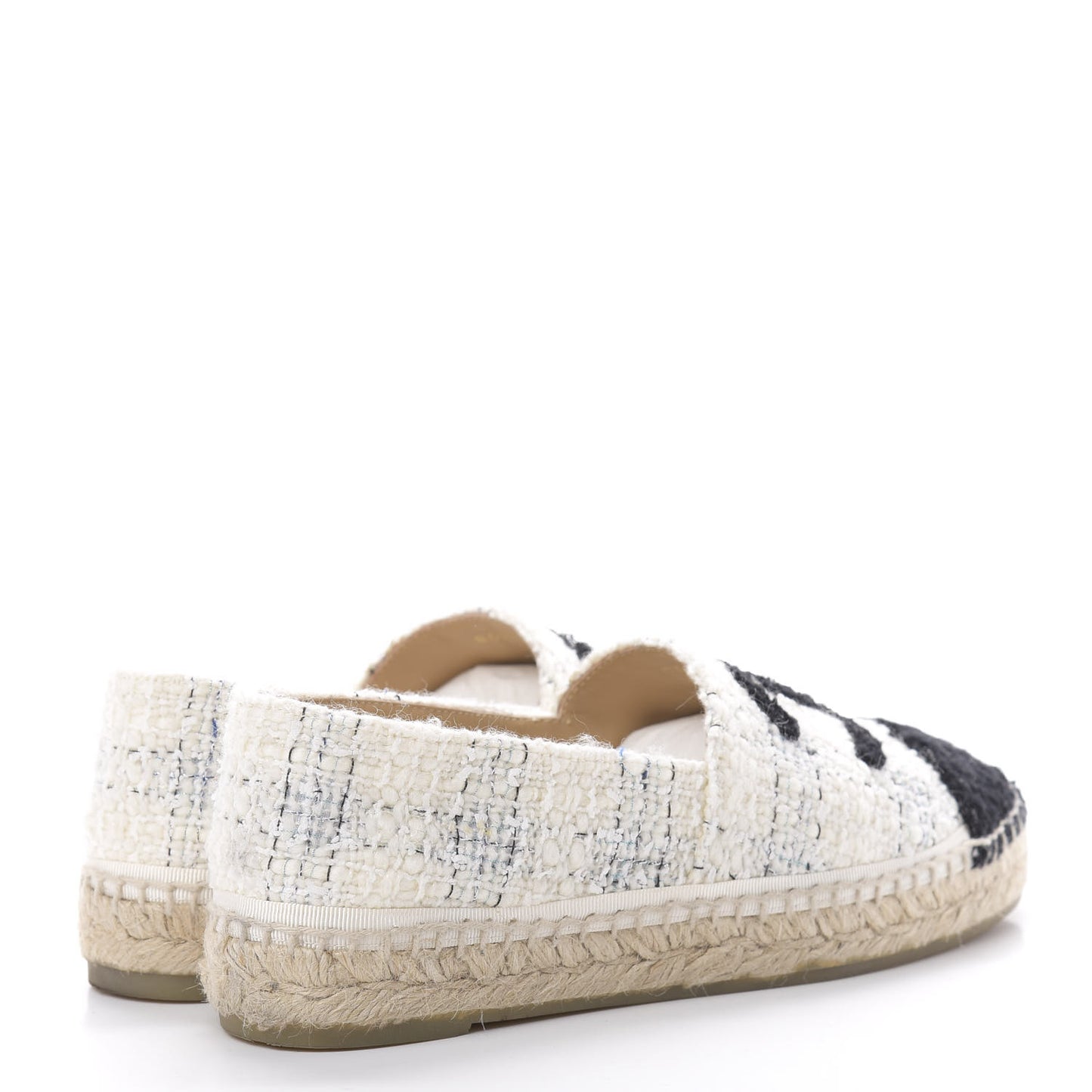 Tweed CC Espadrilles 37 Ecru White Blue Black