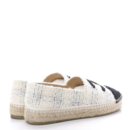 Chanel Tweed CC Espadrilles 37 Ecru White Blue Black 4 of 10