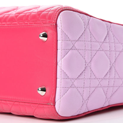 Christian Dior Lambskin Cannage Large Tri-Color Lady Dior Fuchsia Anemone Black 8 of 10