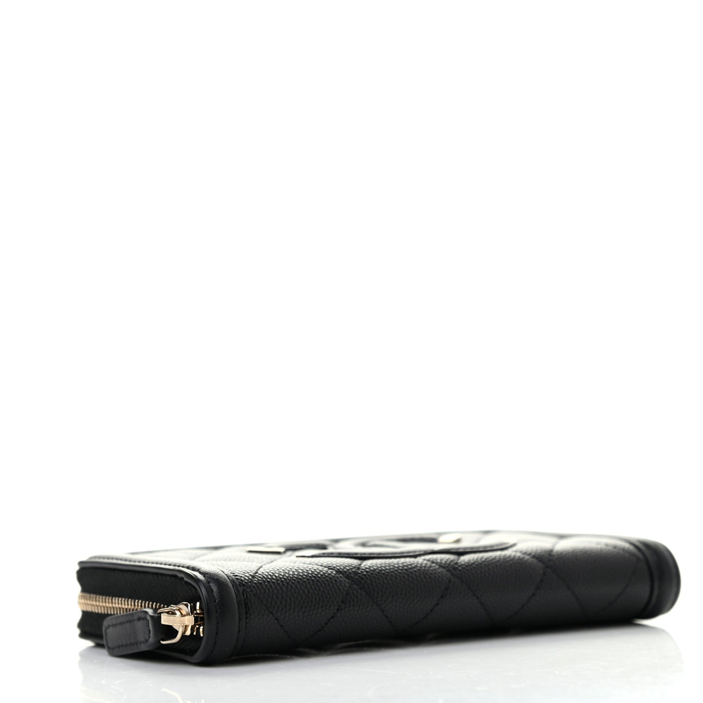 Caviar Quilted Medium Filigree Zip Around Wallet Black