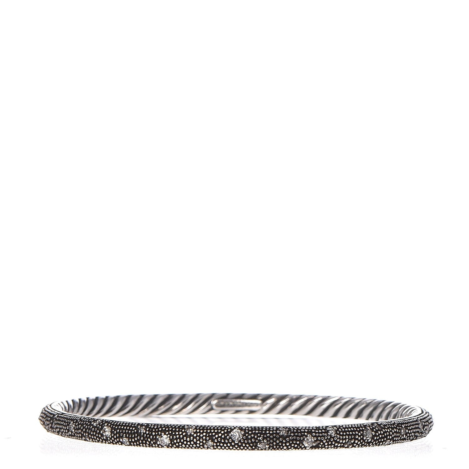 David Yurman Sterling Silver Diamond 4mm Midnight Melange Bangle Bracelet 1 of 6
