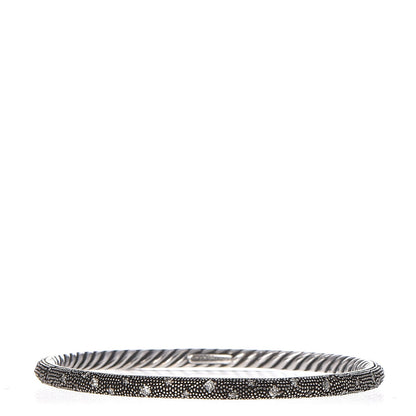 David Yurman Sterling Silver Diamond 4mm Midnight Melange Bangle Bracelet 1 of 6